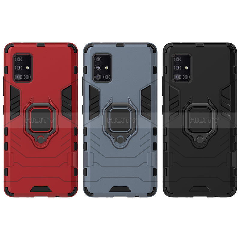 Funda Bumper Silicona y Plastico Mate Carcasa con Magnetico Anillo de dedo Soporte KC1 para Samsung Galaxy A51 5G