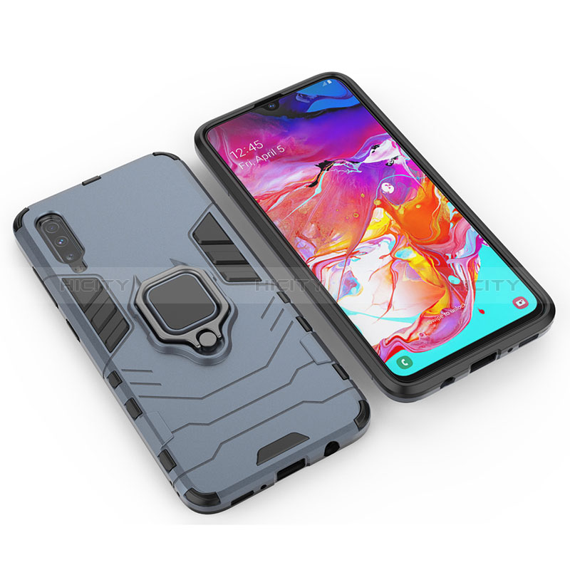 Funda Bumper Silicona y Plastico Mate Carcasa con Magnetico Anillo de dedo Soporte KC1 para Samsung Galaxy A70