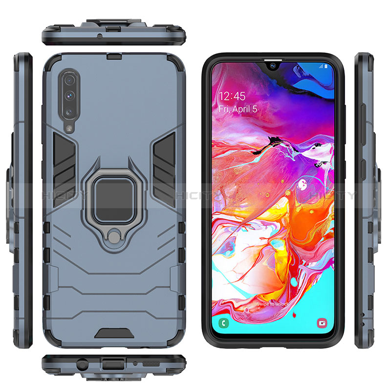 Funda Bumper Silicona y Plastico Mate Carcasa con Magnetico Anillo de dedo Soporte KC1 para Samsung Galaxy A70