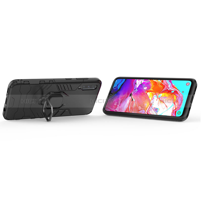 Funda Bumper Silicona y Plastico Mate Carcasa con Magnetico Anillo de dedo Soporte KC1 para Samsung Galaxy A70S