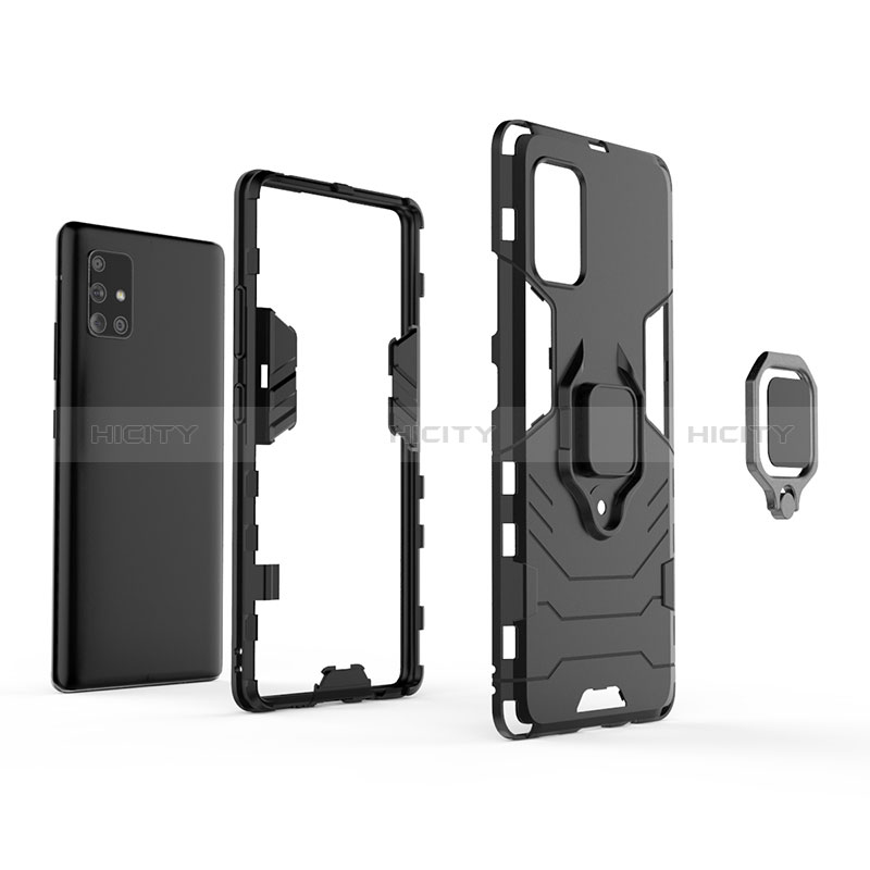 Funda Bumper Silicona y Plastico Mate Carcasa con Magnetico Anillo de dedo Soporte KC1 para Samsung Galaxy A71 4G A715