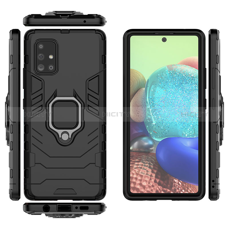 Funda Bumper Silicona y Plastico Mate Carcasa con Magnetico Anillo de dedo Soporte KC1 para Samsung Galaxy A71 4G A715