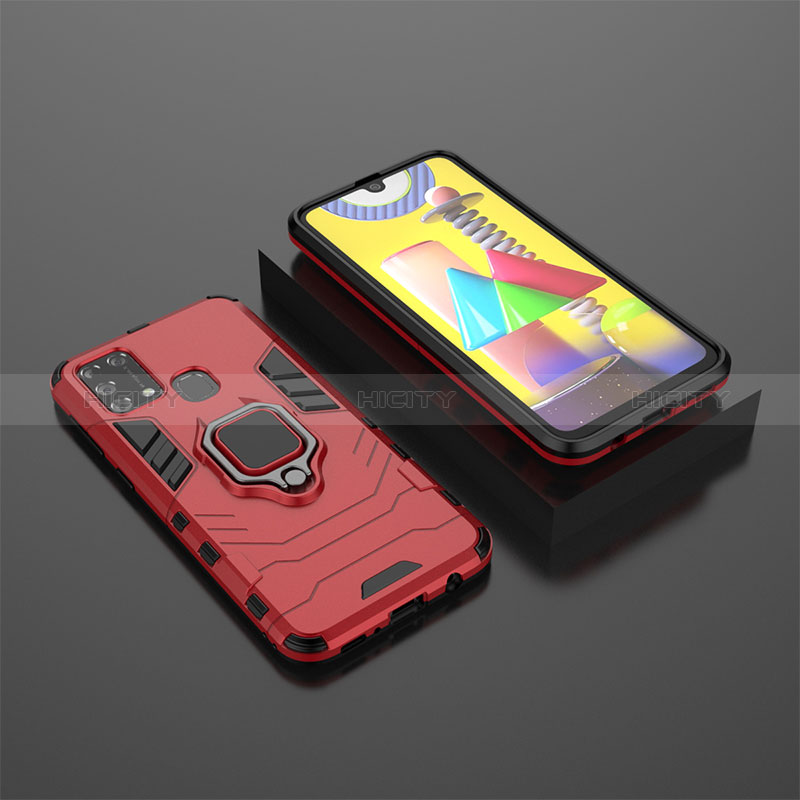 Funda Bumper Silicona y Plastico Mate Carcasa con Magnetico Anillo de dedo Soporte KC1 para Samsung Galaxy M21s