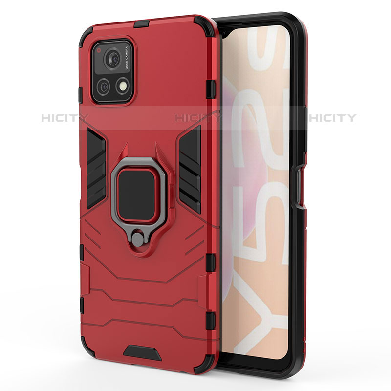 Funda Bumper Silicona y Plastico Mate Carcasa con Magnetico Anillo de dedo Soporte KC1 para Vivo iQOO U3x 5G