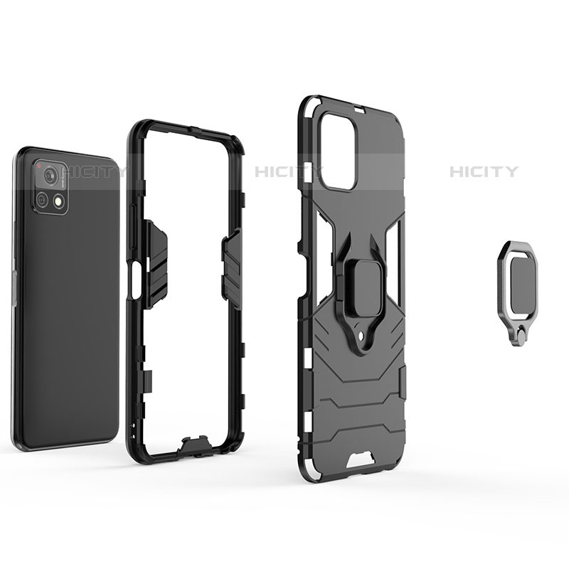 Funda Bumper Silicona y Plastico Mate Carcasa con Magnetico Anillo de dedo Soporte KC1 para Vivo iQOO U3x 5G