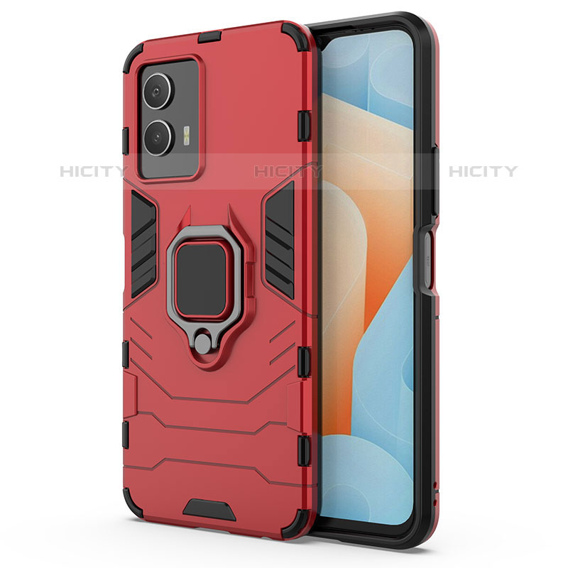 Funda Bumper Silicona y Plastico Mate Carcasa con Magnetico Anillo de dedo Soporte KC1 para Vivo iQOO U5 5G