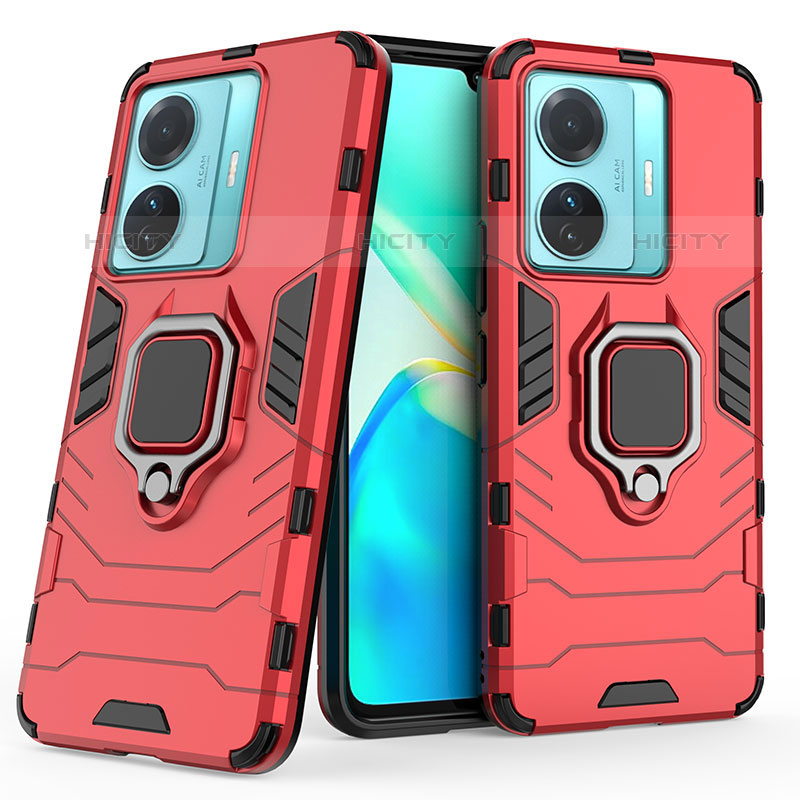 Funda Bumper Silicona y Plastico Mate Carcasa con Magnetico Anillo de dedo Soporte KC1 para Vivo T1 Pro 5G