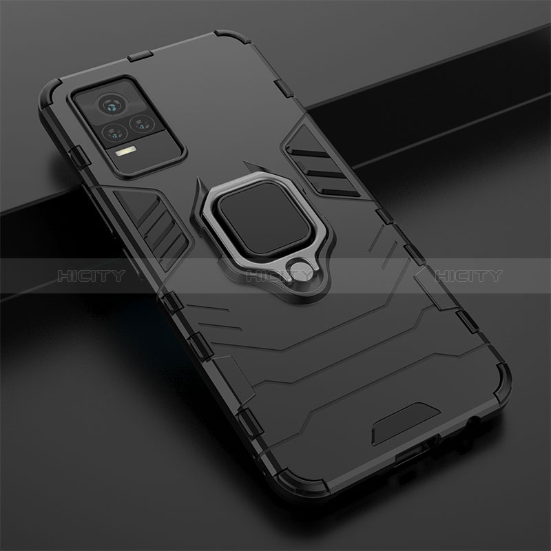 Funda Bumper Silicona y Plastico Mate Carcasa con Magnetico Anillo de dedo Soporte KC1 para Vivo V21e 4G