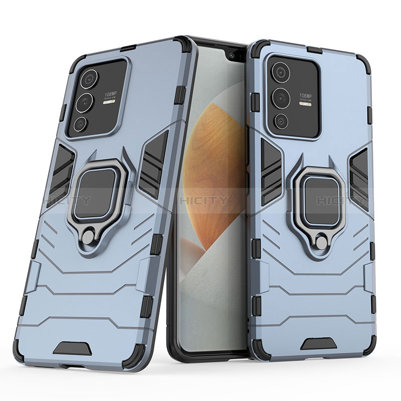 Funda Bumper Silicona y Plastico Mate Carcasa con Magnetico Anillo de dedo Soporte KC1 para Vivo V23 Pro 5G