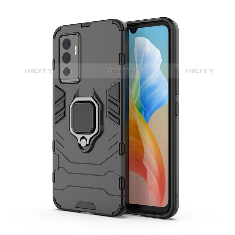 Funda Bumper Silicona y Plastico Mate Carcasa con Magnetico Anillo de dedo Soporte KC1 para Vivo V23e