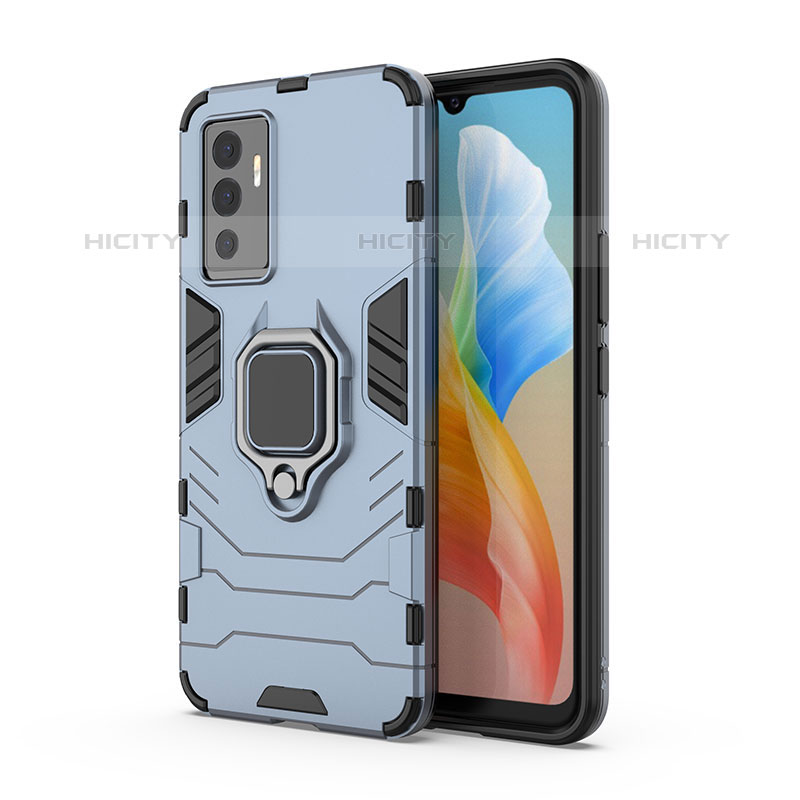 Funda Bumper Silicona y Plastico Mate Carcasa con Magnetico Anillo de dedo Soporte KC1 para Vivo V23e