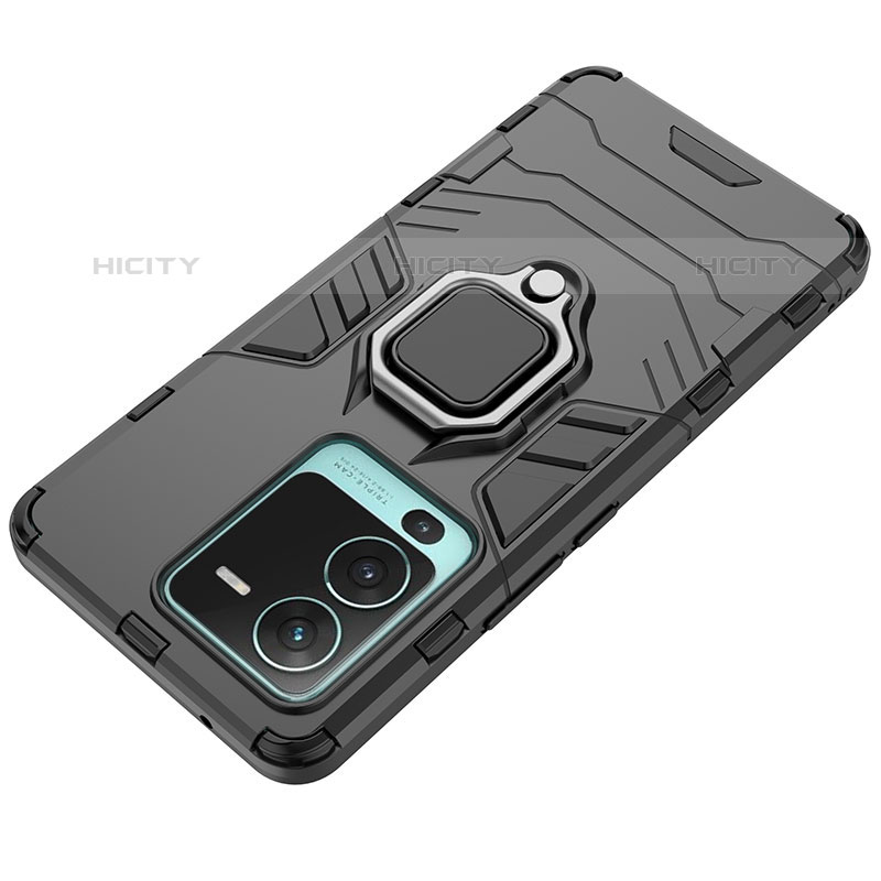 Funda Bumper Silicona y Plastico Mate Carcasa con Magnetico Anillo de dedo Soporte KC1 para Vivo V25 Pro 5G