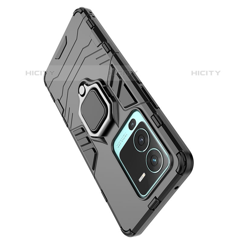 Funda Bumper Silicona y Plastico Mate Carcasa con Magnetico Anillo de dedo Soporte KC1 para Vivo V25 Pro 5G