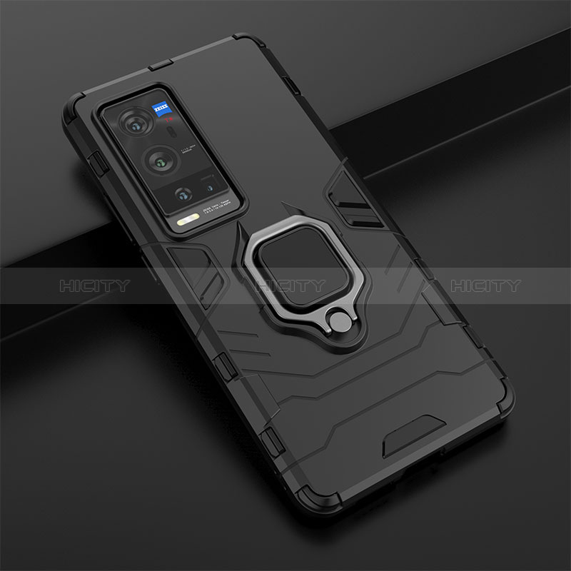 Funda Bumper Silicona y Plastico Mate Carcasa con Magnetico Anillo de dedo Soporte KC1 para Vivo X60 Pro+ Plus 5G