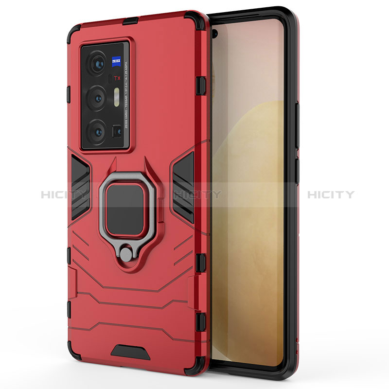 Funda Bumper Silicona y Plastico Mate Carcasa con Magnetico Anillo de dedo Soporte KC1 para Vivo X70 Pro+ Plus 5G