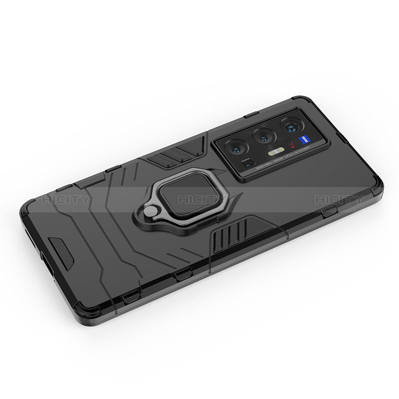 Funda Bumper Silicona y Plastico Mate Carcasa con Magnetico Anillo de dedo Soporte KC1 para Vivo X70 Pro+ Plus 5G