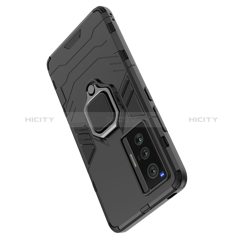 Funda Bumper Silicona y Plastico Mate Carcasa con Magnetico Anillo de dedo Soporte KC1 para Vivo X70t