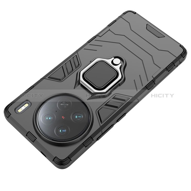 Funda Bumper Silicona y Plastico Mate Carcasa con Magnetico Anillo de dedo Soporte KC1 para Vivo X90 Pro 5G