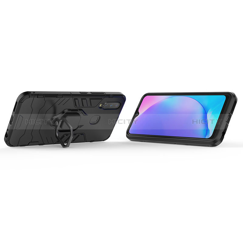 Funda Bumper Silicona y Plastico Mate Carcasa con Magnetico Anillo de dedo Soporte KC1 para Vivo Y3s