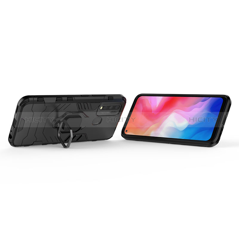 Funda Bumper Silicona y Plastico Mate Carcasa con Magnetico Anillo de dedo Soporte KC1 para Vivo Y50