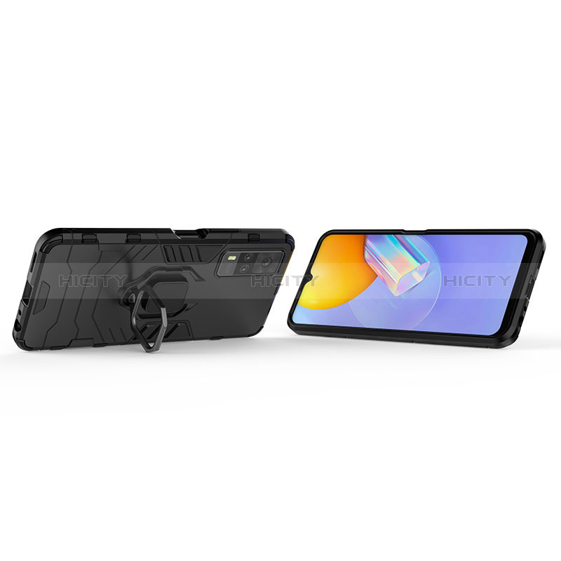 Funda Bumper Silicona y Plastico Mate Carcasa con Magnetico Anillo de dedo Soporte KC1 para Vivo Y53s 4G