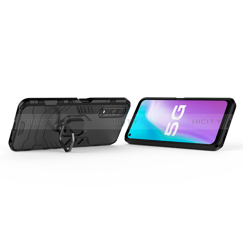 Funda Bumper Silicona y Plastico Mate Carcasa con Magnetico Anillo de dedo Soporte KC1 para Vivo Y70t 5G