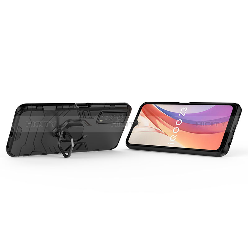 Funda Bumper Silicona y Plastico Mate Carcasa con Magnetico Anillo de dedo Soporte KC1 para Vivo Y72 5G