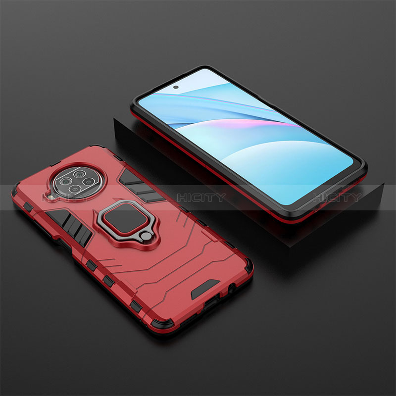 Funda Bumper Silicona y Plastico Mate Carcasa con Magnetico Anillo de dedo Soporte KC1 para Xiaomi Mi 10i 5G