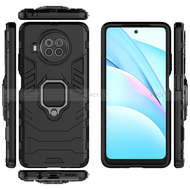 Funda Bumper Silicona y Plastico Mate Carcasa con Magnetico Anillo de dedo Soporte KC1 para Xiaomi Mi 10i 5G