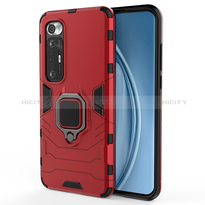 Funda Bumper Silicona y Plastico Mate Carcasa con Magnetico Anillo de dedo Soporte KC1 para Xiaomi Mi 10S 5G