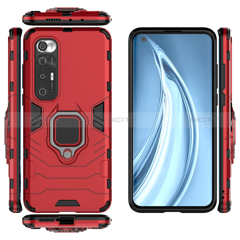 Funda Bumper Silicona y Plastico Mate Carcasa con Magnetico Anillo de dedo Soporte KC1 para Xiaomi Mi 10S 5G