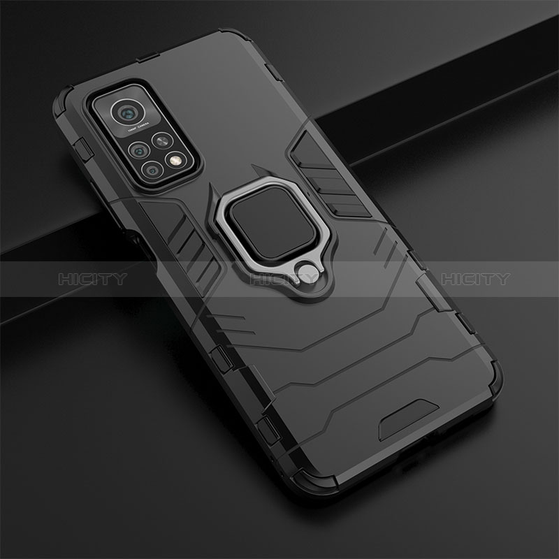 Funda Bumper Silicona y Plastico Mate Carcasa con Magnetico Anillo de dedo Soporte KC1 para Xiaomi Mi 10T 5G