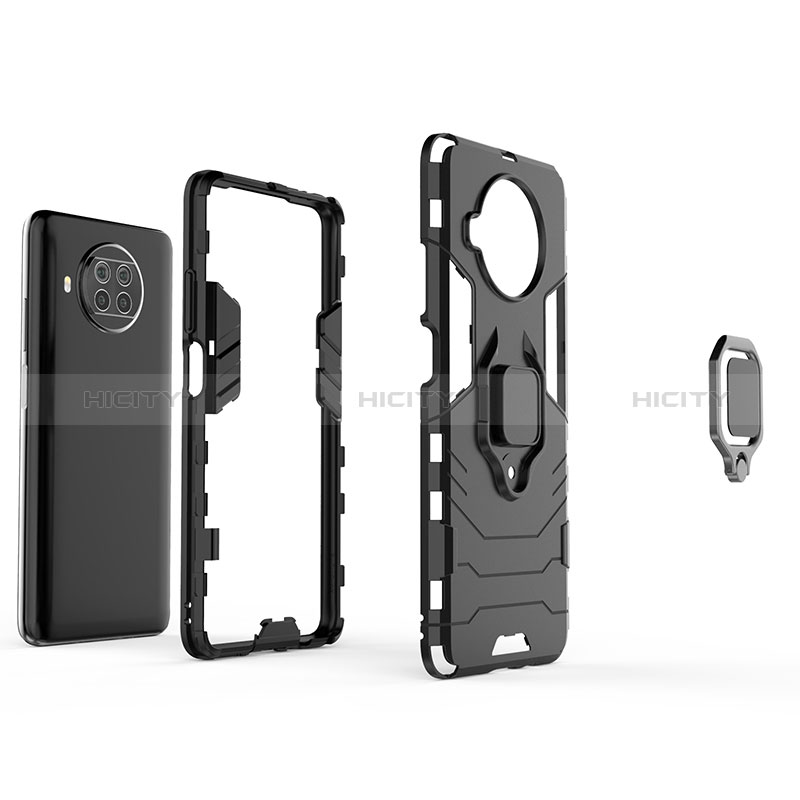 Funda Bumper Silicona y Plastico Mate Carcasa con Magnetico Anillo de dedo Soporte KC1 para Xiaomi Mi 10T Lite 5G