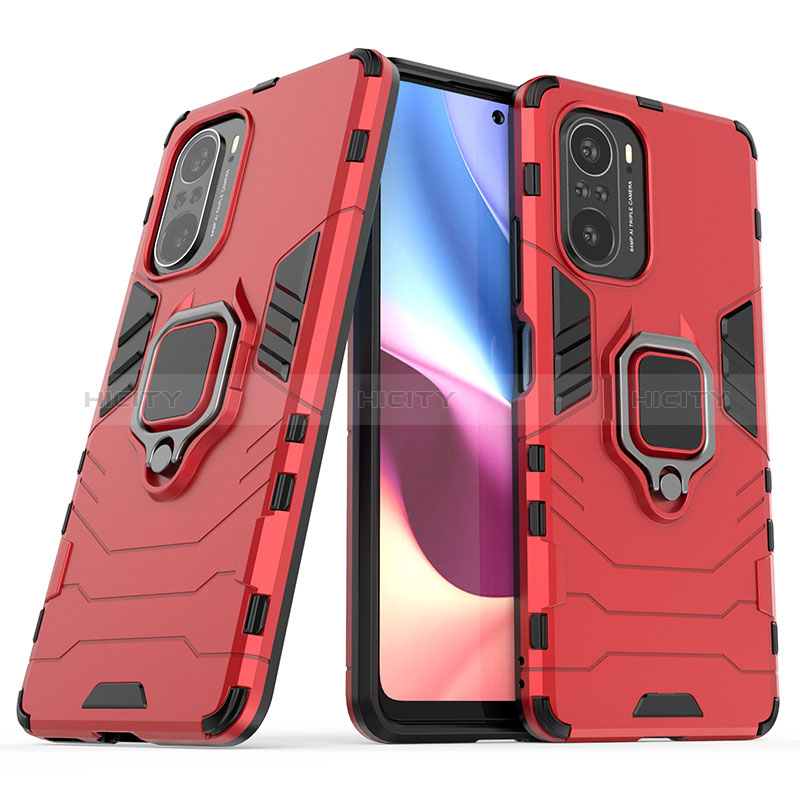 Funda Bumper Silicona y Plastico Mate Carcasa con Magnetico Anillo de dedo Soporte KC1 para Xiaomi Mi 11i 5G