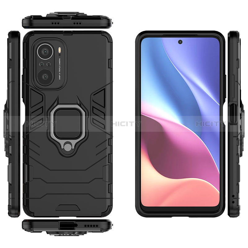 Funda Bumper Silicona y Plastico Mate Carcasa con Magnetico Anillo de dedo Soporte KC1 para Xiaomi Mi 11i 5G