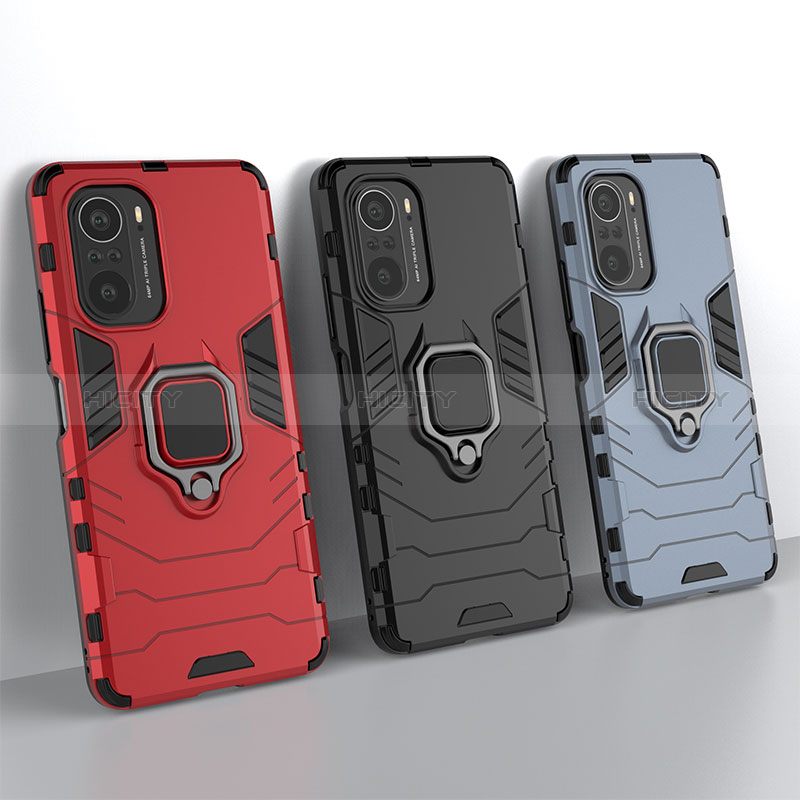 Funda Bumper Silicona y Plastico Mate Carcasa con Magnetico Anillo de dedo Soporte KC1 para Xiaomi Mi 11i 5G