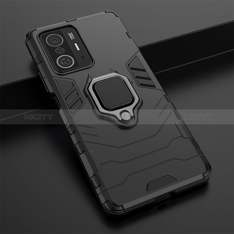 Funda Bumper Silicona y Plastico Mate Carcasa con Magnetico Anillo de dedo Soporte KC1 para Xiaomi Mi 11T 5G