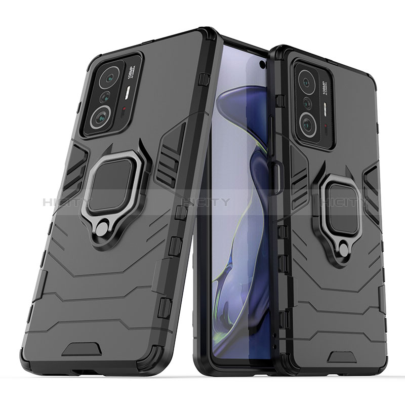 Funda Bumper Silicona y Plastico Mate Carcasa con Magnetico Anillo de dedo Soporte KC1 para Xiaomi Mi 11T 5G