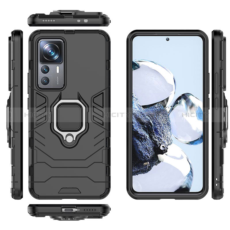 Funda Bumper Silicona y Plastico Mate Carcasa con Magnetico Anillo de dedo Soporte KC1 para Xiaomi Mi 12T 5G