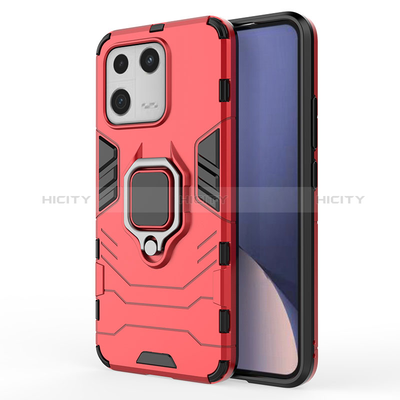 Funda Bumper Silicona y Plastico Mate Carcasa con Magnetico Anillo de dedo Soporte KC1 para Xiaomi Mi 13 5G