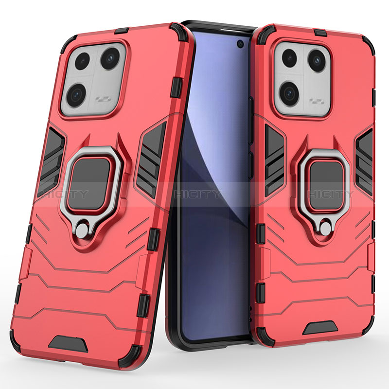 Funda Bumper Silicona y Plastico Mate Carcasa con Magnetico Anillo de dedo Soporte KC1 para Xiaomi Mi 13 5G