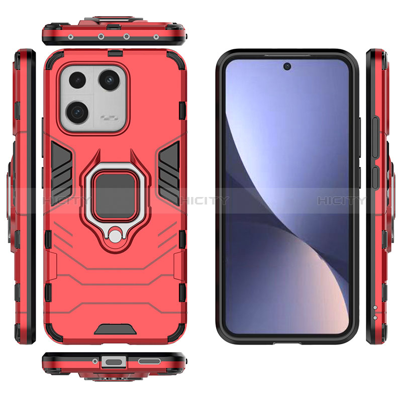 Funda Bumper Silicona y Plastico Mate Carcasa con Magnetico Anillo de dedo Soporte KC1 para Xiaomi Mi 13 5G