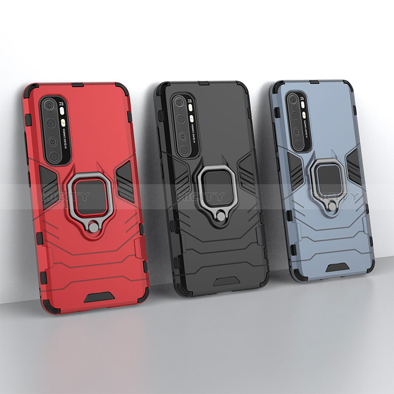 Funda Bumper Silicona y Plastico Mate Carcasa con Magnetico Anillo de dedo Soporte KC1 para Xiaomi Mi Note 10 Lite