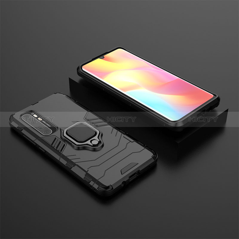 Funda Bumper Silicona y Plastico Mate Carcasa con Magnetico Anillo de dedo Soporte KC1 para Xiaomi Mi Note 10 Lite