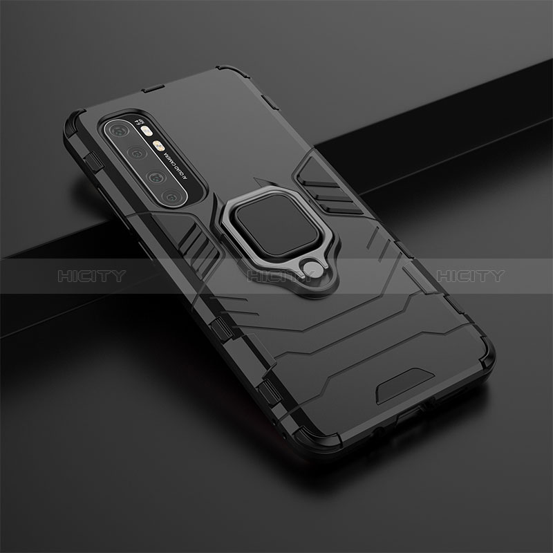 Funda Bumper Silicona y Plastico Mate Carcasa con Magnetico Anillo de dedo Soporte KC1 para Xiaomi Mi Note 10 Lite