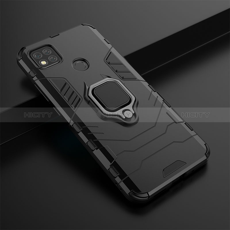 Funda Bumper Silicona y Plastico Mate Carcasa con Magnetico Anillo de dedo Soporte KC1 para Xiaomi POCO C3