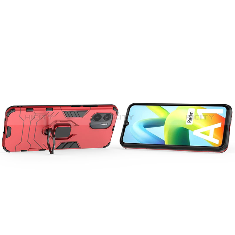 Funda Bumper Silicona y Plastico Mate Carcasa con Magnetico Anillo de dedo Soporte KC1 para Xiaomi Poco C50