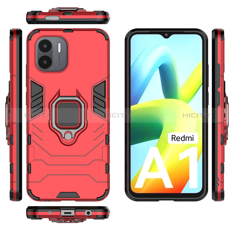 Funda Bumper Silicona y Plastico Mate Carcasa con Magnetico Anillo de dedo Soporte KC1 para Xiaomi Poco C51