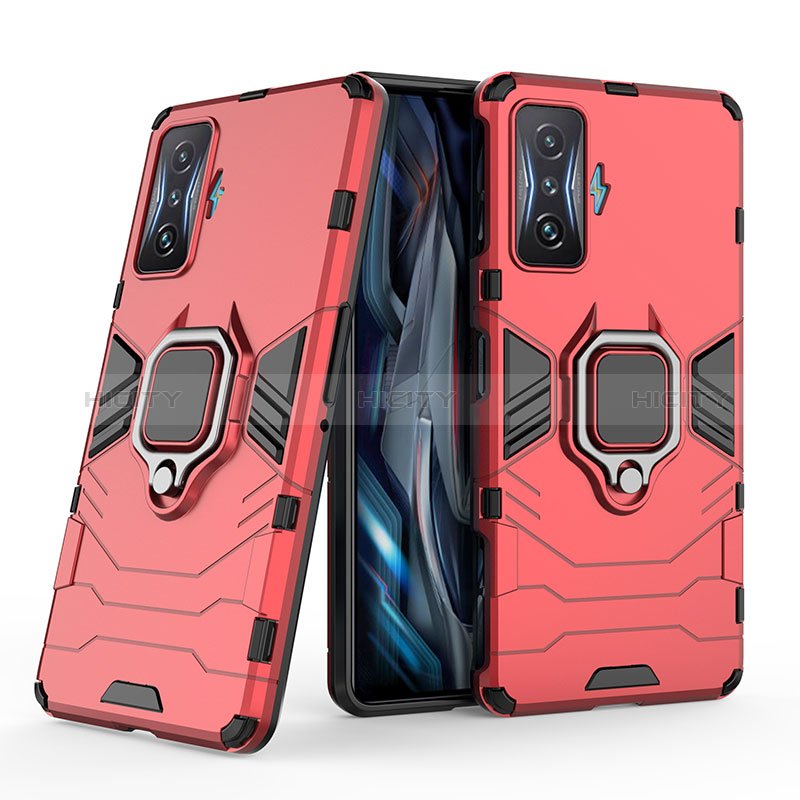 Funda Bumper Silicona y Plastico Mate Carcasa con Magnetico Anillo de dedo Soporte KC1 para Xiaomi Poco F4 GT 5G