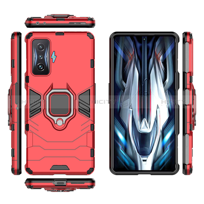 Funda Bumper Silicona y Plastico Mate Carcasa con Magnetico Anillo de dedo Soporte KC1 para Xiaomi Poco F4 GT 5G